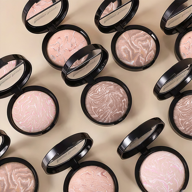 Polvo compacto de 7 colores para el contorno de ojos, polvo fijador sedoso que tonifica la piel, maquillaje personalizado para comercio exterior de Amazon.