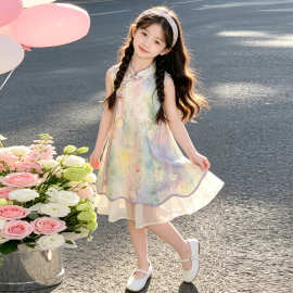 女童夏装旗袍裙2026新款儿童中国风无袖连衣裙洋气中式汉服连衣裙