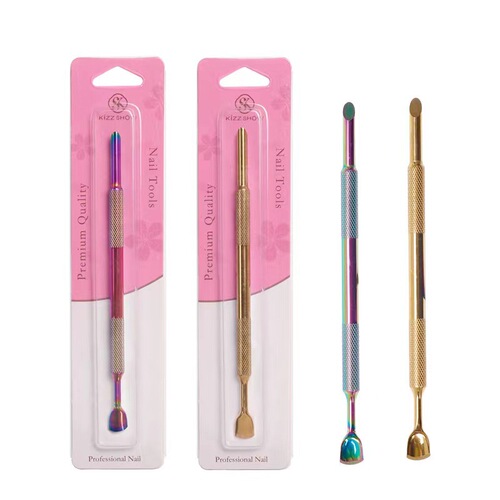 Cross-border new product manicure double-head beveled steel pusher large stainless steel rounded arc mouth dead skin removal tool