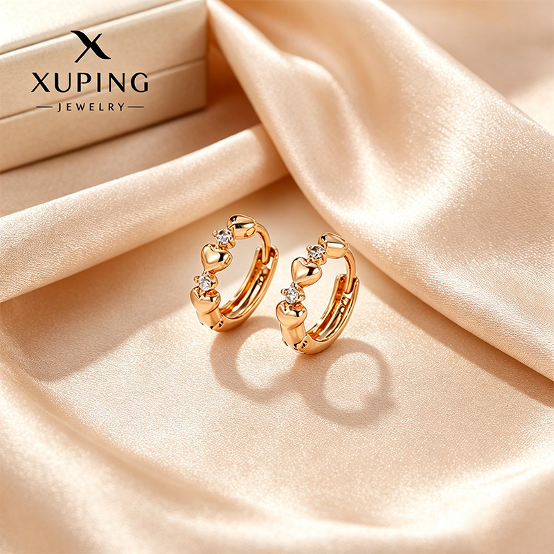 Xuping retro círculo geométrico ruso pequeño retrógrado amor aretes transfronterizos joyas de orejas mujeres