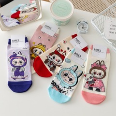 New 2024 Women's Boneless Drawstring Short Socks Spring and Summer Novelty Cute Lady Boat Socks Cotton Socks