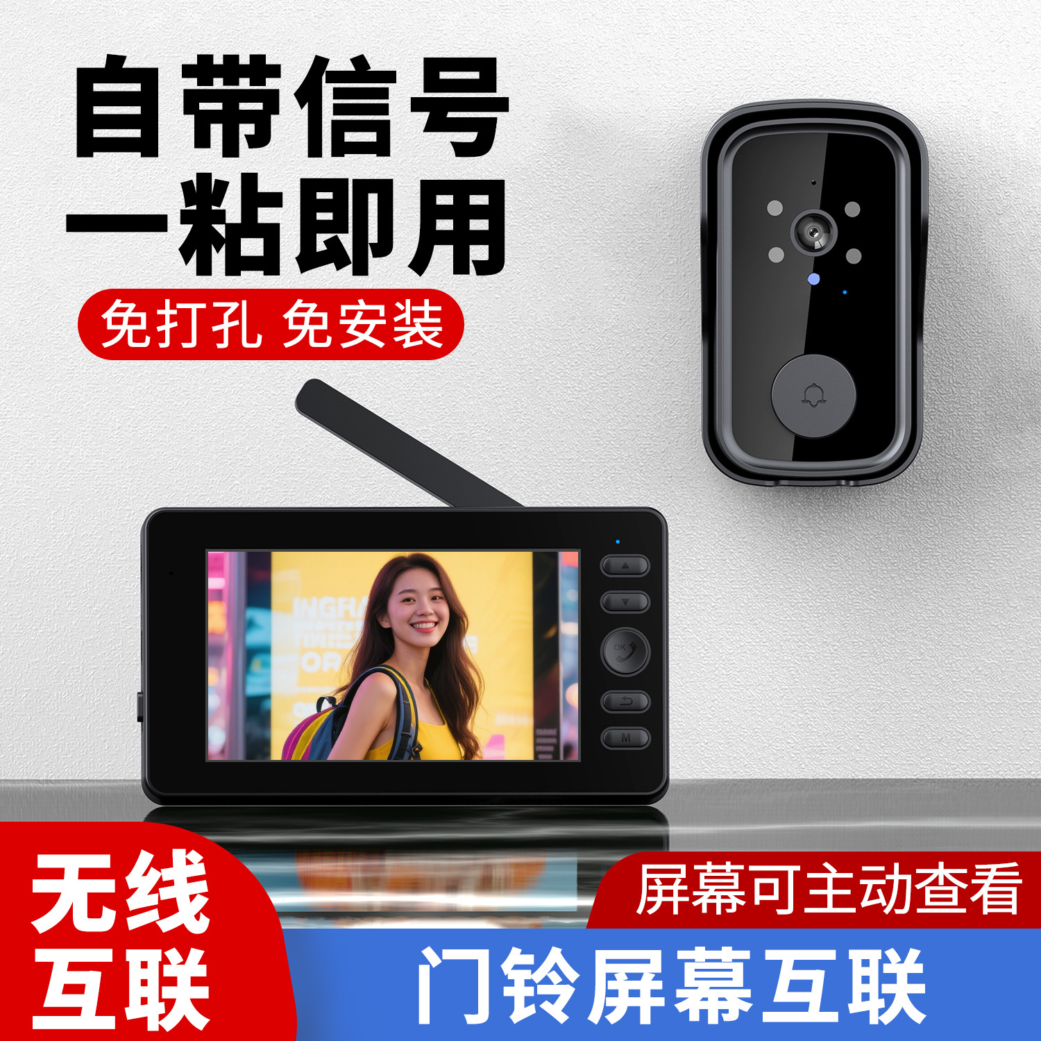 M10S 비디오 초인종 + 디스플레이 화면 활성 깨우기