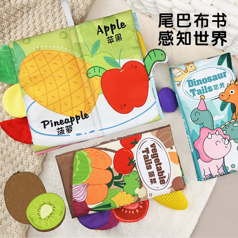 Lavable con agua, mordida, mano, desgarro, 0 - 1 años de edad, enseñanza temprana para bebés, libro de cola de jungla tridimensional, juguete cognitivo para bebés image 3