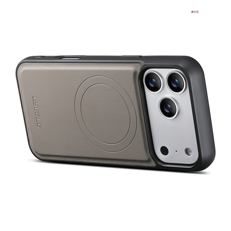 Ốp lưng iPhone da PU cao cấp có khe thẻ từ tính chống sốc — 【Bìa đen kèm đế từ】, 【Bìa xám kèm đế từ】, 【Bìa trắng kèm xanh】, 【Bìa trắng kèm tím】 chi tiết 8