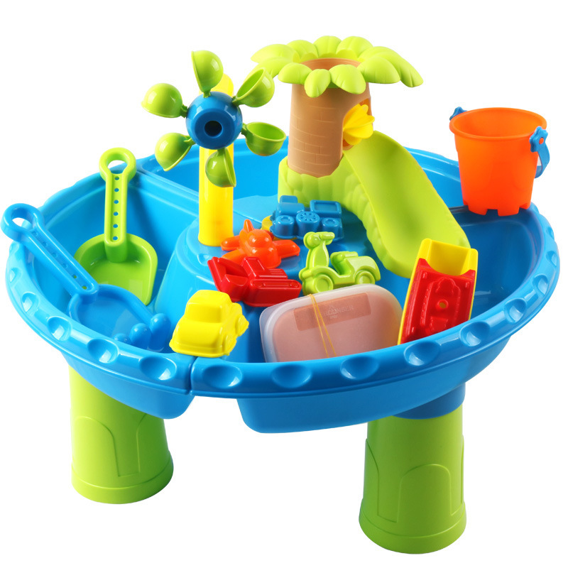 Cross-border Children's Beach Table Toy Sand Table Sand Pool Water Plays Large Round Table Sand Digging Water Tools suit