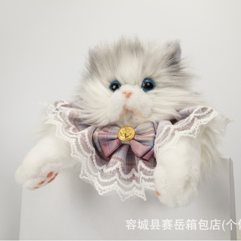 かわいいリアルな布製の猫のぬいぐるみ、甘いバッグ、卸売、越境、新作スカーフ、子猫のぬいぐるみ、ショルダーバッグ|undefined