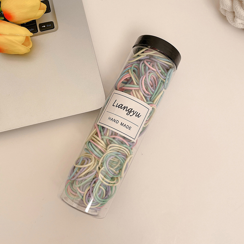 Anillo de cabello de color caramelo para niños no daña correa de cabello bebé cuerda de cabello niñas lindas cubiertas de cabello de cuero de pimples