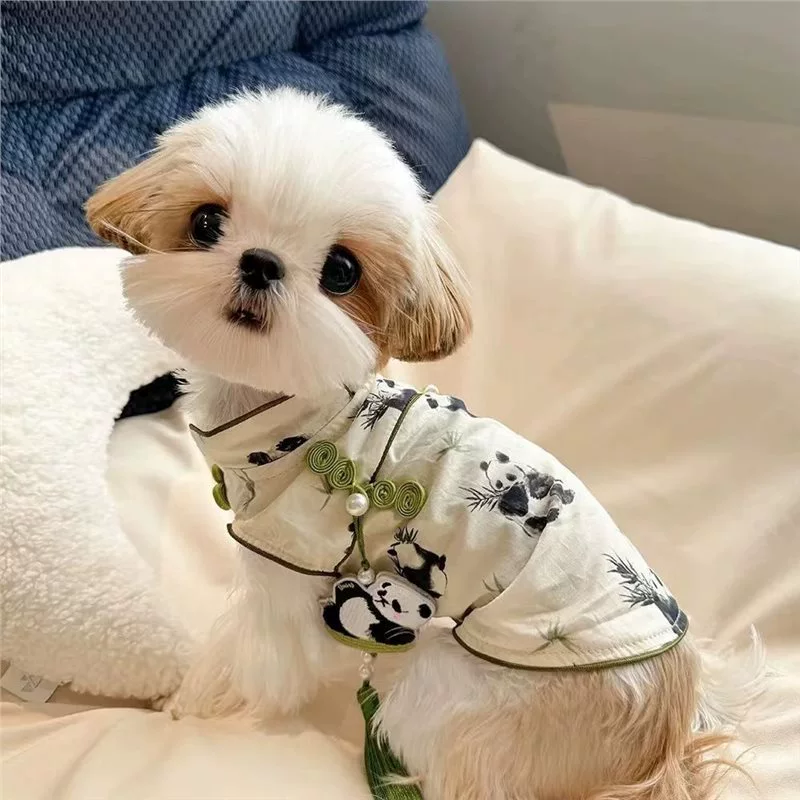 Одежда для маленьких собак, летняя тонкая новая рубашка в китайском стиле, одежда в национальном стиле для маленьких собак, мальтийцев, ши-тцу.
