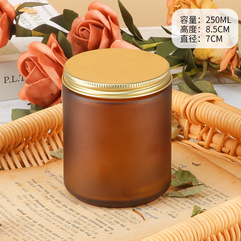 现货DIY茶色半透明玻璃香薰蜡烛杯酒店家居创意摆件蜡器皿空空罐|undefined