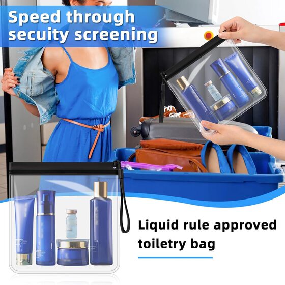 Transparent Eva Wash Bag Travel Cosmetic Bag Portable Travel Bag Sealed Waterproof Cosmetic Self-sealing Bag with Lanyard