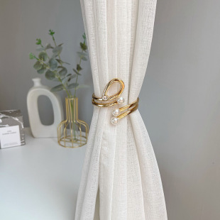 Wholesale Light Luxury Curtain Strap Metal Diamond Pearl Curtain Buckle Punch-free Magnetic Curtain Clip Home Curtain Rope