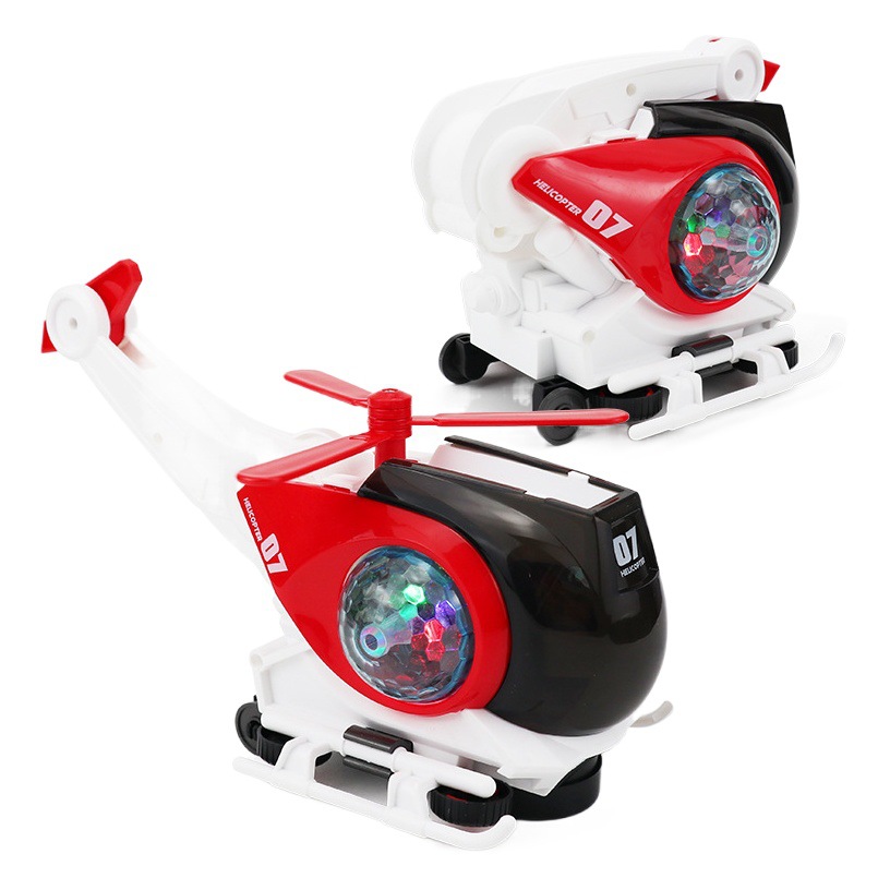 Transfronterizo de deformación universal de los niños eléctricos aviones luz música giratoria modelo de helicóptero puesto juguetes al por mayor