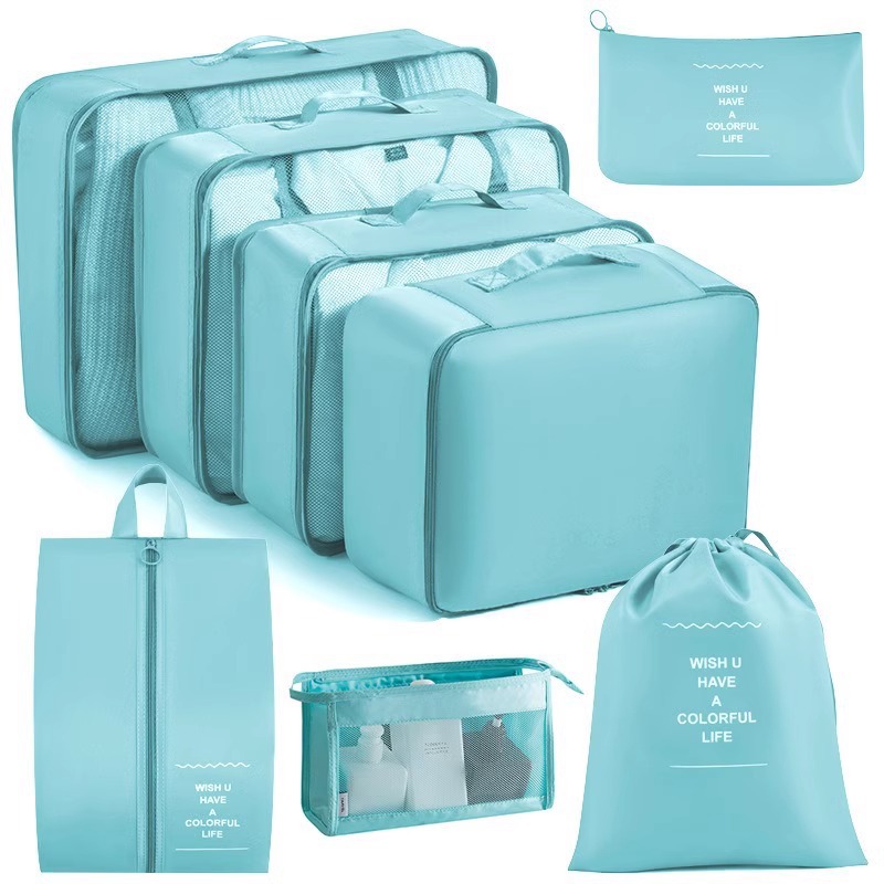 Juego de sarga de 7 piezas, equipaje, ropa, bolsa, bolsa de almacenamiento de gran capacidad, bolsa de lavado, bolsa de almacenamiento de viaje multiusos