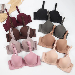 シンプルで薄いセクシーブラ、ワイヤー入りで脇の肉を寄せ、垂れ防止、調整可能なプッシュアップブラ、通気性があり快適です。