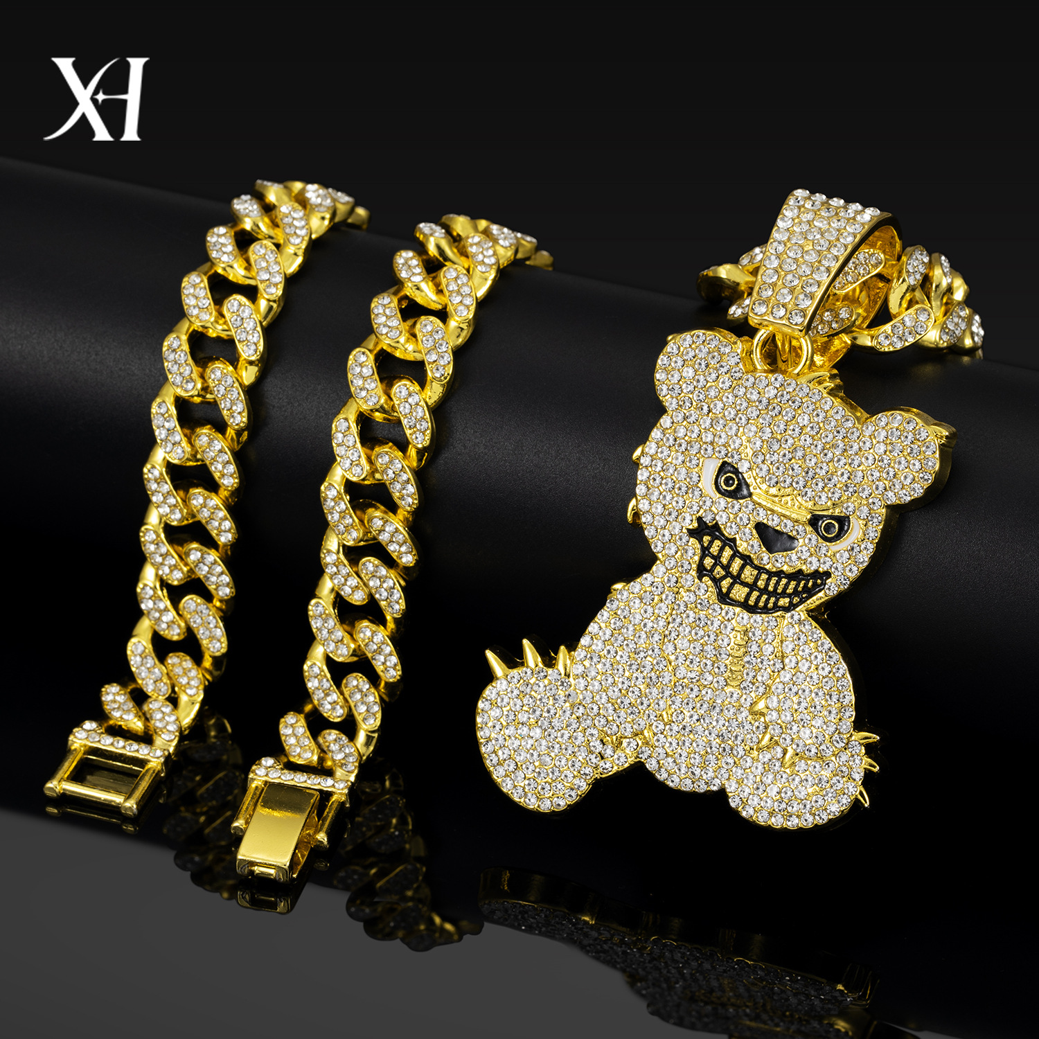 Europe and the United States explosions cross-border personality grinning little panda necklace fashion hip-hop Cuban men's chain jewelry manufacturers wholesale