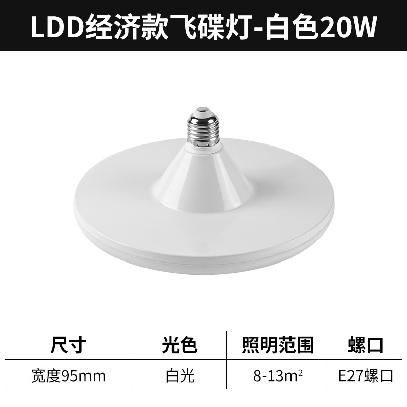 20W luz blanca E27 lámpara de disco volador blanco