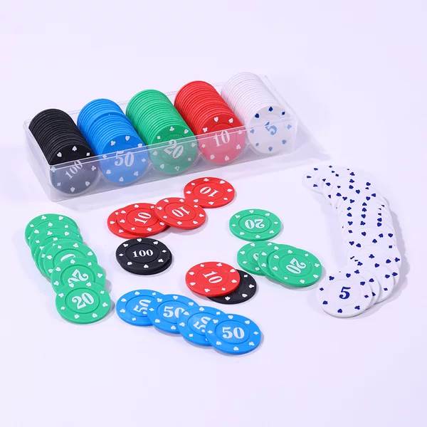 Plastic Chip Coins for Game Rooms, Texas Hold'Em Poker, Mahjong, Playing Card Points Cards, Chip Reward Coin Set