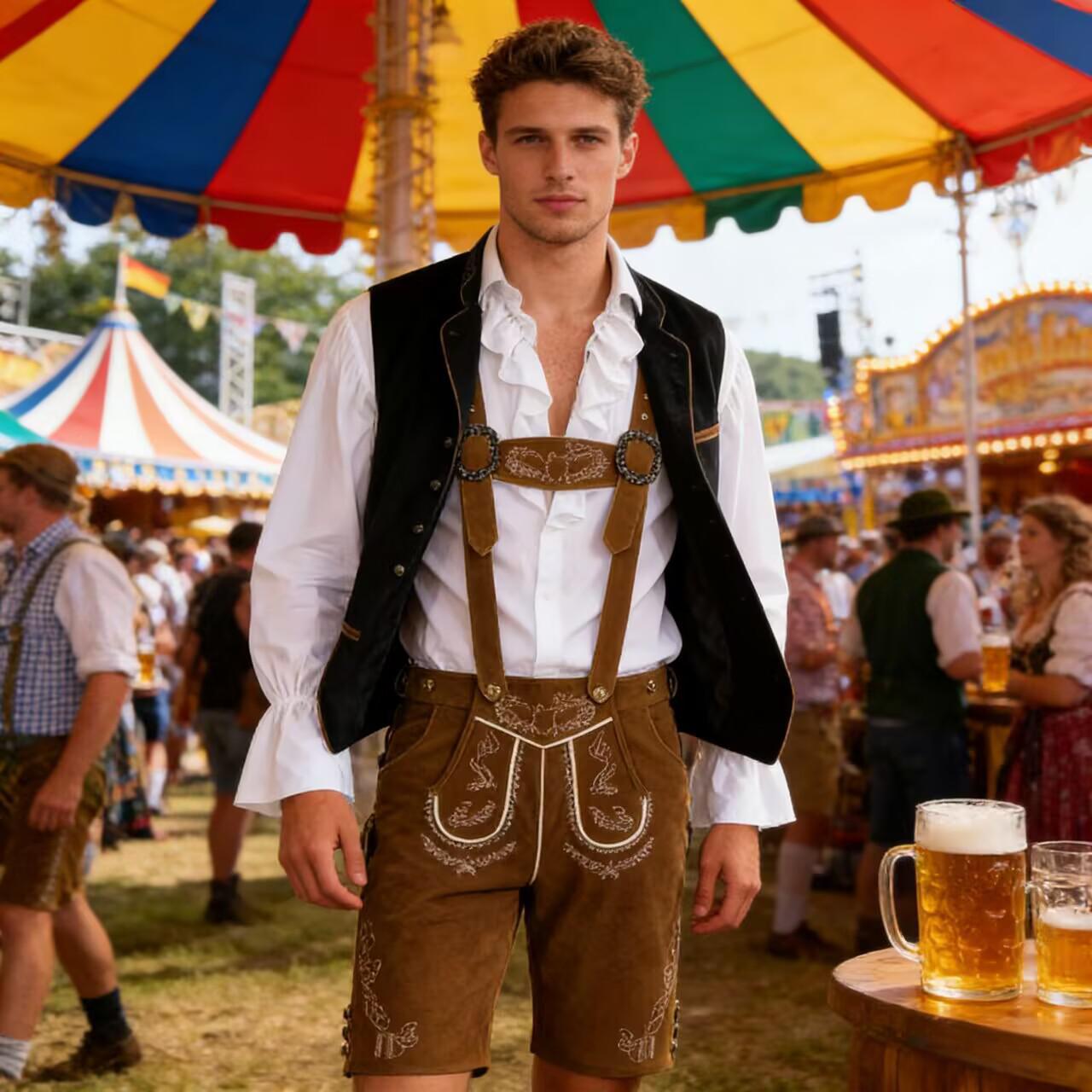 Cross-Border Amazon German Classic Beer Men's Ricardo-Style Vest Bavarian Traditional Festival Party Outfit