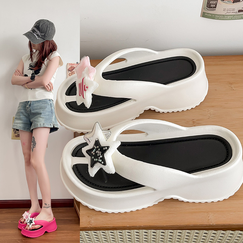 Small High-Heeled Flip-Flops for Women's Summer Outer Wear 2025 New Clogs Thick-Soled Heightening Wedge Beach Sandals Small High-Heeled Flip-Flops for Women's Summer Outer Wear 2025 New Clogs Thick-Soled Heightening Wedge Beach Sandals