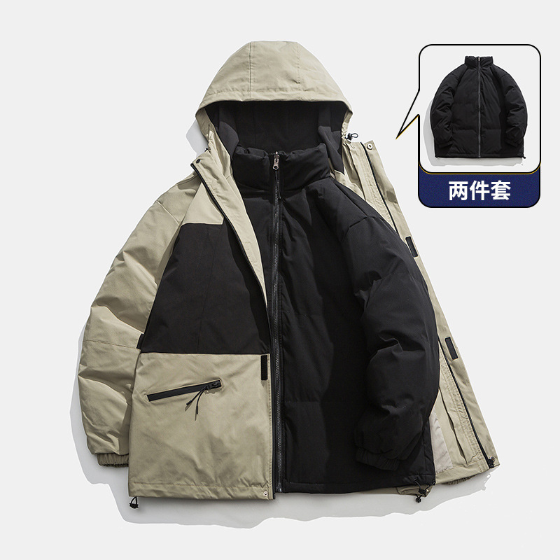 Invierno al aire libre a prueba de viento impermeable tres en uno Chaqueta de algodón acolchado forro Chaqueta de algodón acolchado chaqueta desmontable para hombres y mujeres chaqueta caliente