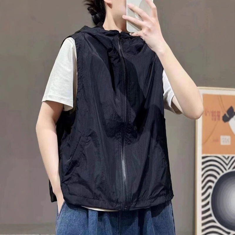 New Summer Style Outdoor Vest Sun Protection Clothing Korean Style Loose Casual Thin Hooded Versatile Fashionable Vest