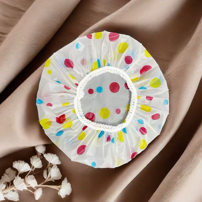 Capas de impresión de PE de una sola capa sombrero de baño más grosado sombrero de baño impermeable sombrero de pelo seco sombrero de ducha sombrero de máscara de pelo sombrero de pelo