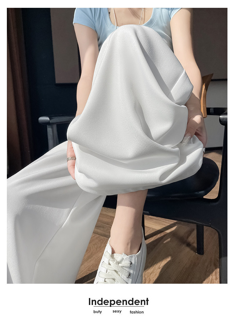 Quần culottes nữ ống rộng phối mảnh giả hai dây, cạp cao tạo dáng thon gọn — Xám kéo dài chi tiết 35