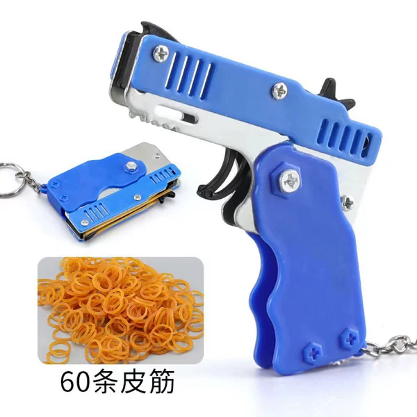 Blue folding gun + 60 rubber bands [no pattern]