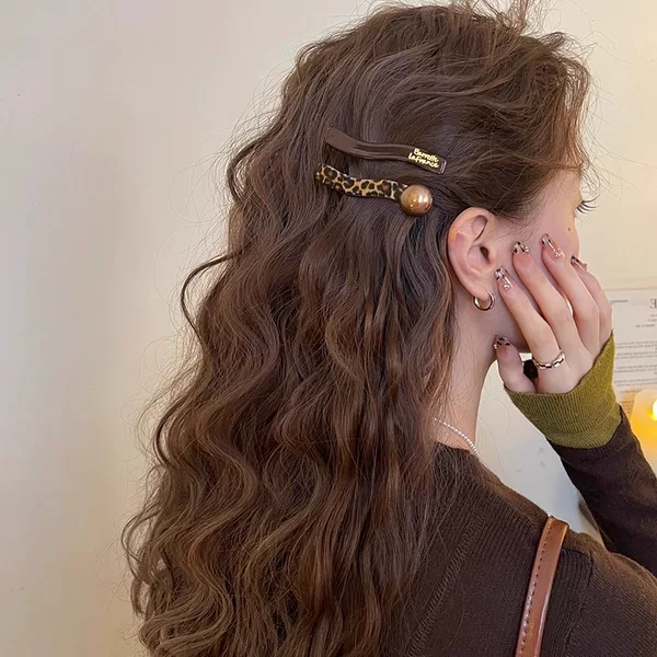 Retro Leopard Print Ball Hairpin Women's Forehead Bangs Side Hairpin 2025 New High-End Versatile Hairpin Hairpin