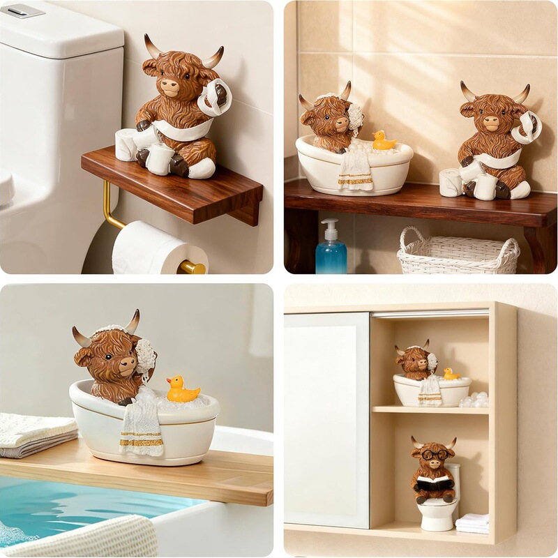 Cross-Border New Product Highland Cow Resin Bathroom Ornament Creative Home Decoration Cute Cartoon Desktop Small Ornament Gift Cross-Border New Product Highland Cow Resin Bathroom Ornament Creative Home Decoration Cute Cartoon Desktop Small Ornament Gift