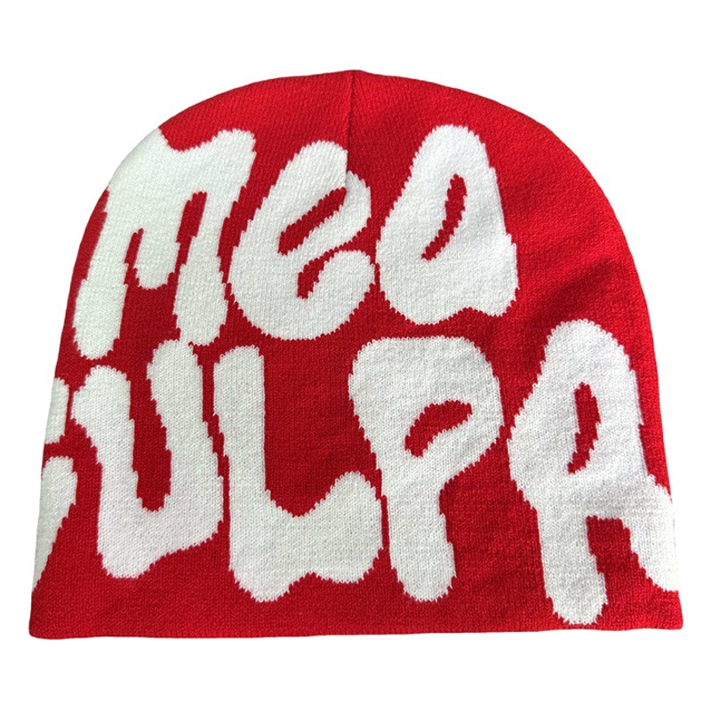 Spot fabricante suministro directo de moda transfronteriza hip-hop mea gorra de frijoles letra cálida gorra de lana jacquard sombrero de punto