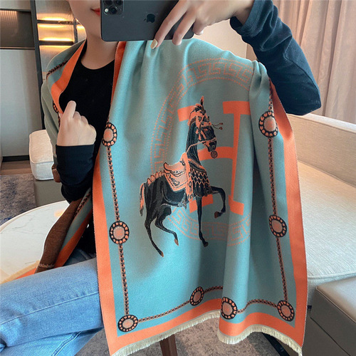 Summer air-conditioned room warm shawl, winter outdoor carriage foreign trade scarf for women, European and American thickened versatile scarf live broadcast