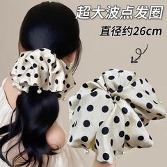 超大号波点大肠发圈2025新款缎面高级感韩系头花头绳扎头发丸子头