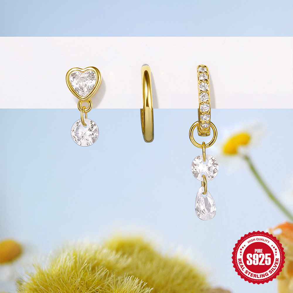 Exquisita mariposa flor mango estrella traje de tres piezas estilo ins S925 plata de ley diseño de nicho de alta calidad oreja de circón