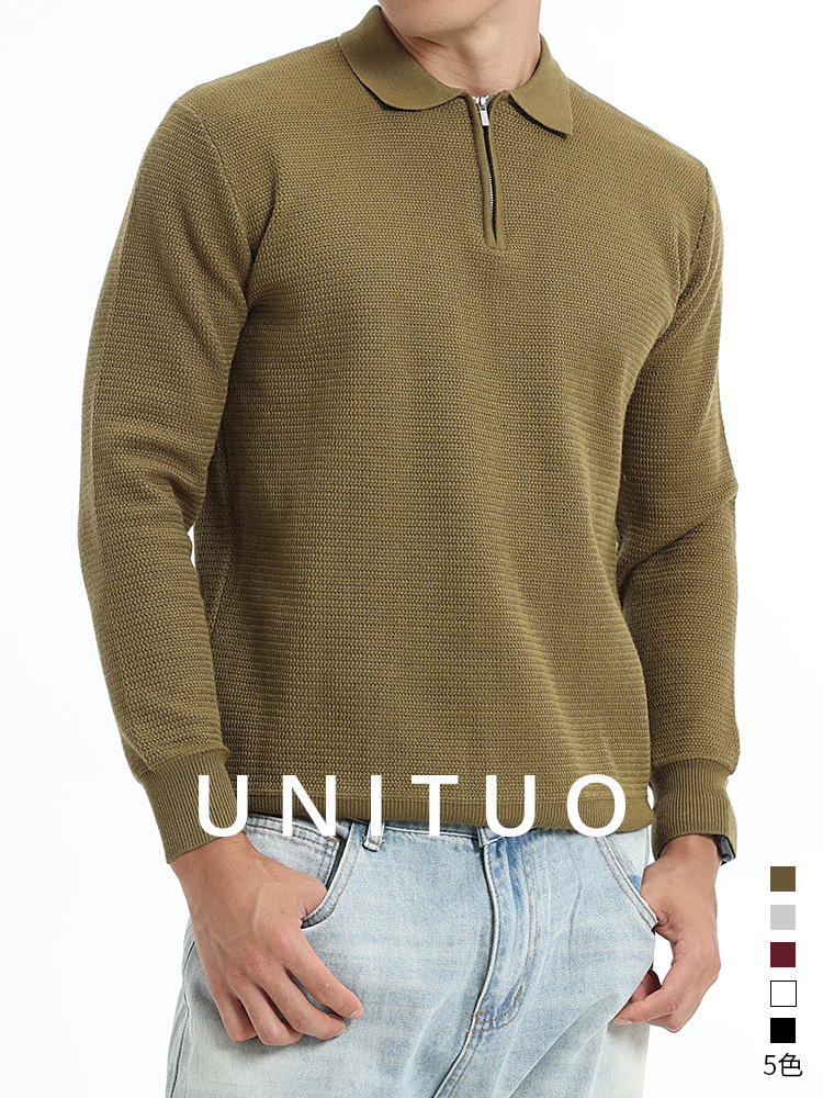 Otoño y invierno de alta calidad semia cremallera solapa suéter de hombre camiseta de punto de negocios casual jersey estampado suéter de base para hombre
