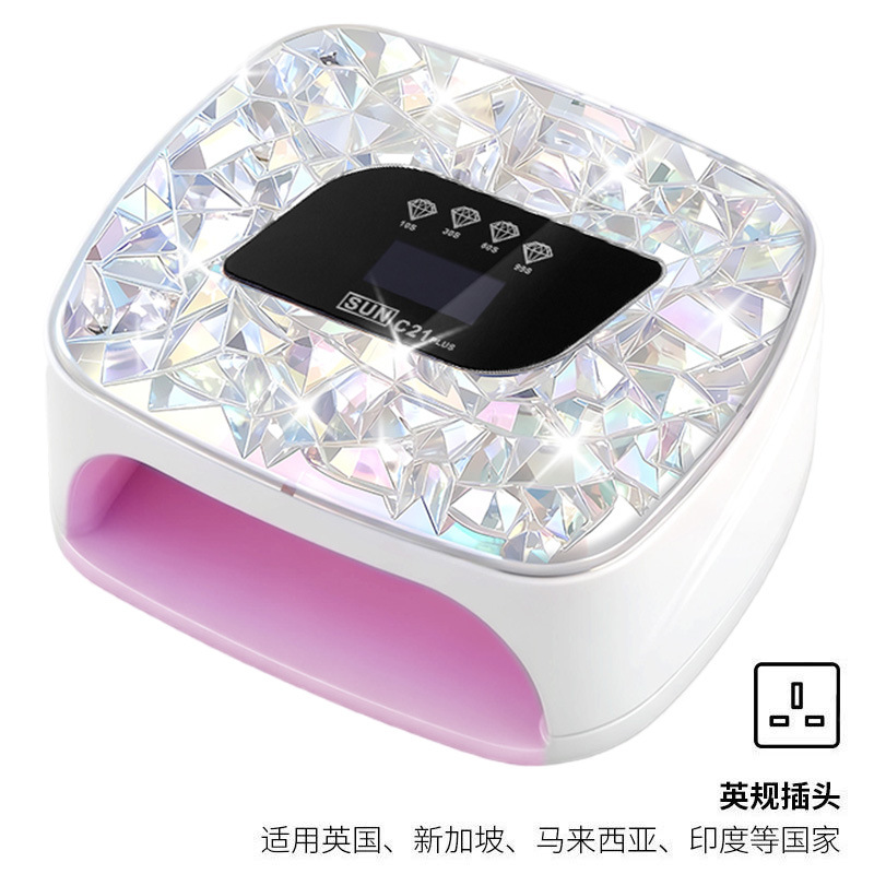 Lámpara de manicura de almacenamiento de doble fuente de luz inteligente de manicura de secado rápido UV doble fuente de luz de diamante de manicura de luz de larga duración