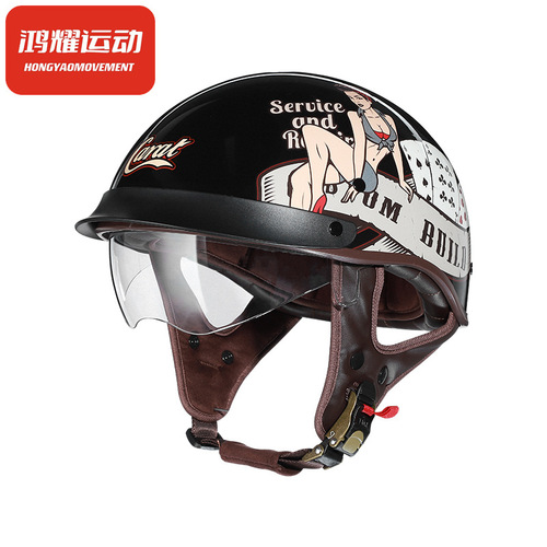 Retro helmet cruise motorcycle scoop helmet 3c certified men's and women's motorcycle Harley half helmet electric battery car safety helmet