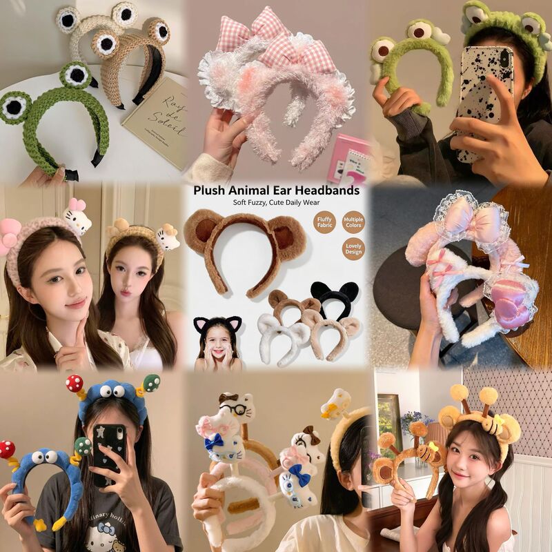 New cute bear-shaped face wash headband, makeup headband, cross-border export, cat-ear plush headband, factory wholesale of accessories New cute bear-shaped face wash headband, makeup headband, cross-border export, cat-ear plush headband, factory wholesale of accessories