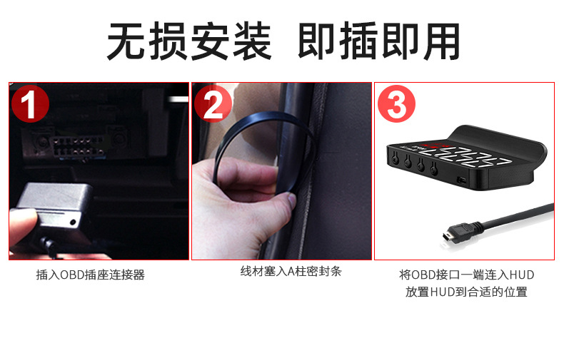 Cross-Border M3 Head-Up Display Hud Car Universal Modified Portable Obd High-Definition Car Display Manufacturer