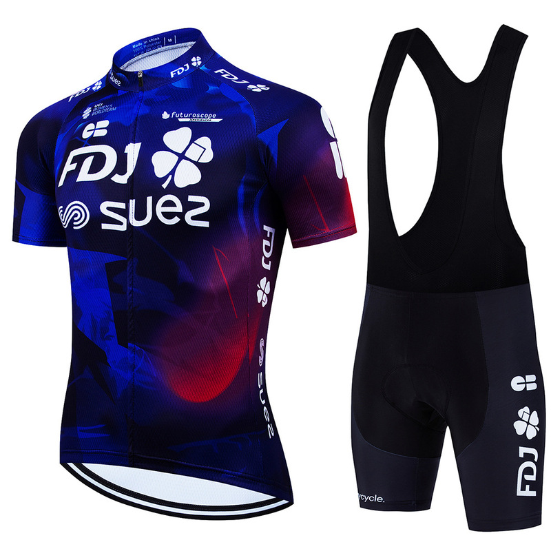Fdj Cycling Jersey Set Bicycle Short-Sleeved Shorts Men's and Women's Mountain Road Clothing Team Version Cycling Clothing Quick-Drying