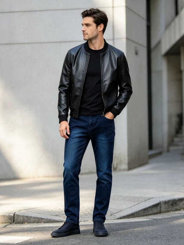 Jeans Ajustados para Hombre de Algodón, Elástico, Lavado, para Uso Casual