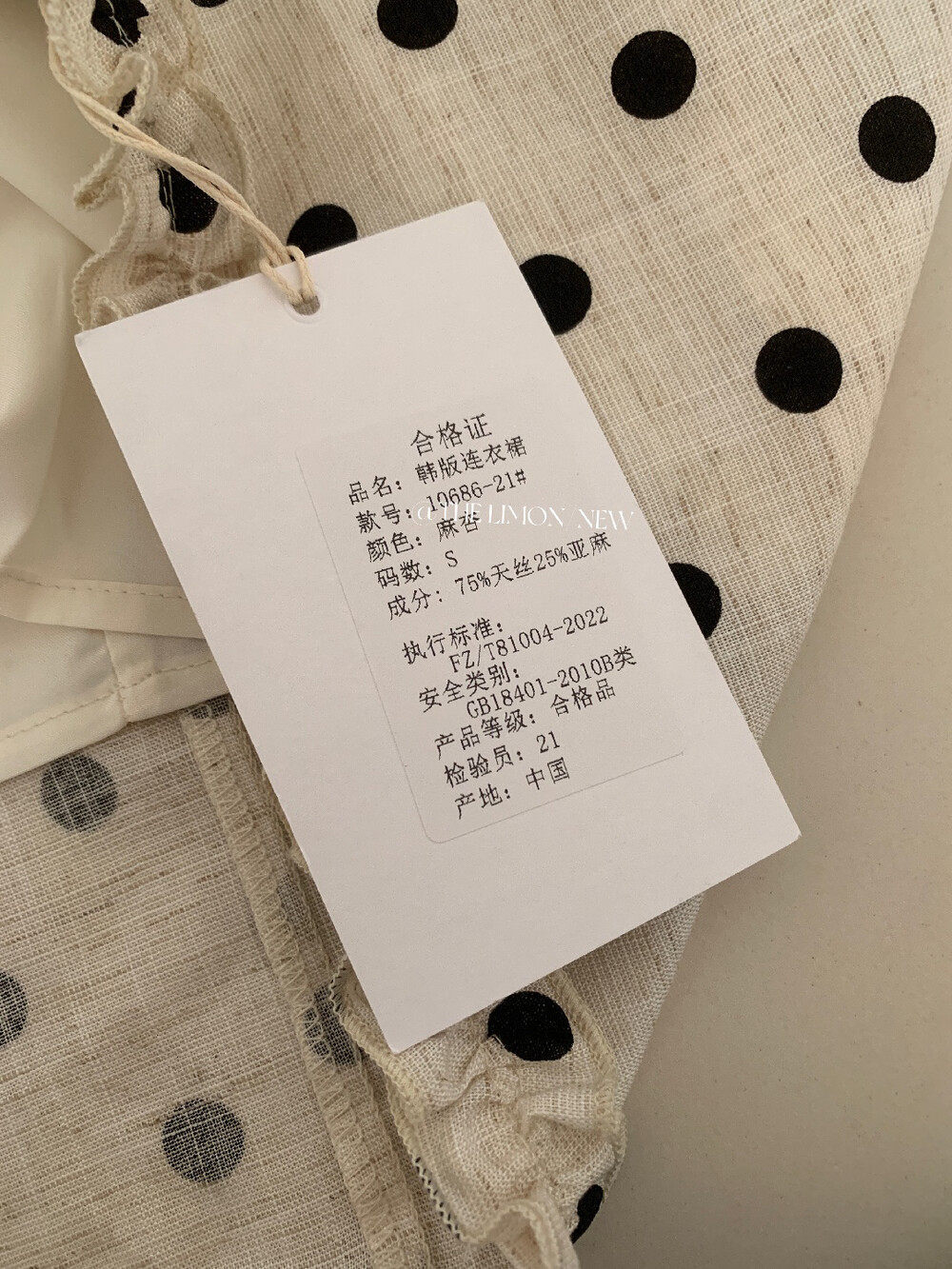 Đầm maxi nữ chất liệu tencel linen chấm bi tay bồng cổ điển — Gai mè chi tiết 34