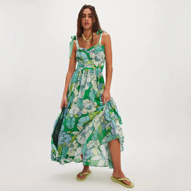 2025 Summer New Amazon Aliexpress Women's Fashion Lace-Up Swing Dress