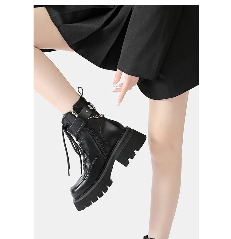 2024 Ősz/Tél Új Liquid Butterfly Martin Talpú Könnyű Knight Rövidnadrág Női Vastag Sarkú Farmer Bőr Csizma_voghion.com