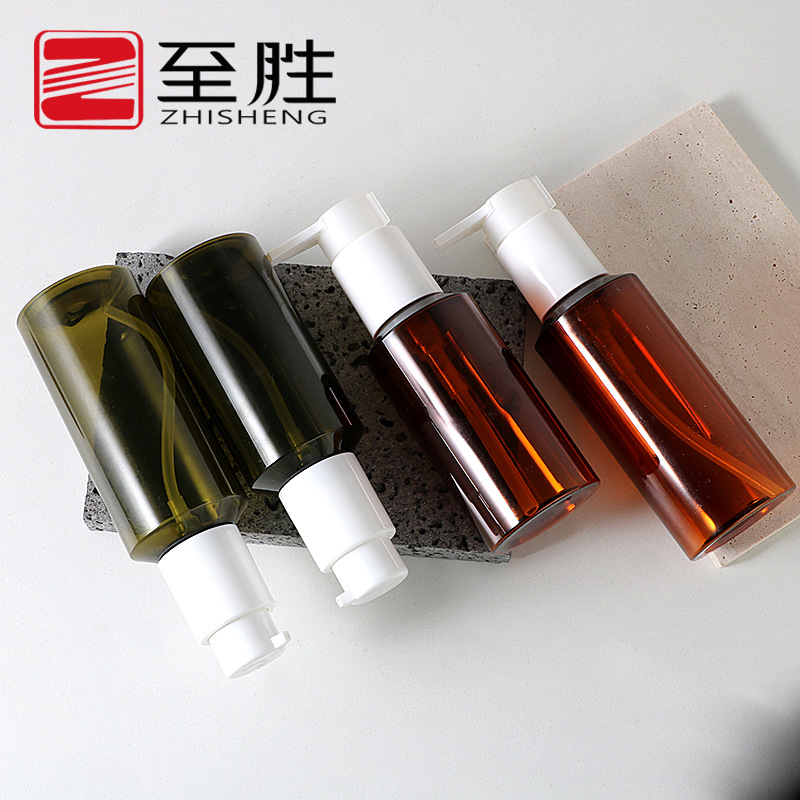 化妆品塑料按压瓶100ml斜肩塑料乳液瓶pet带锁长嘴压泵分装瓶现货