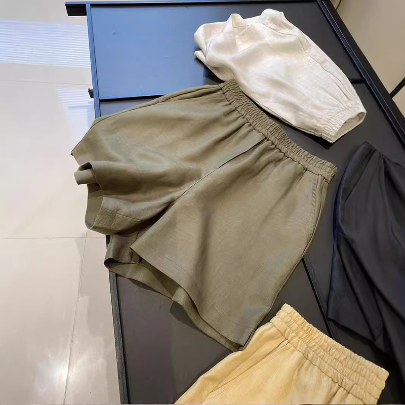 Ice Silk Shorts for Women 2025 New European Summer Thin Loose Casual Fashion Mid-Pants Five-Point Wide-Leg Slimming Look Pants