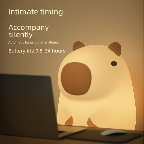 Capibara Small Night Light Tap Tap Light Squirrel Birthday Gift For Kids Cute Decor Cartoon Atmosphere Light Silicone Light