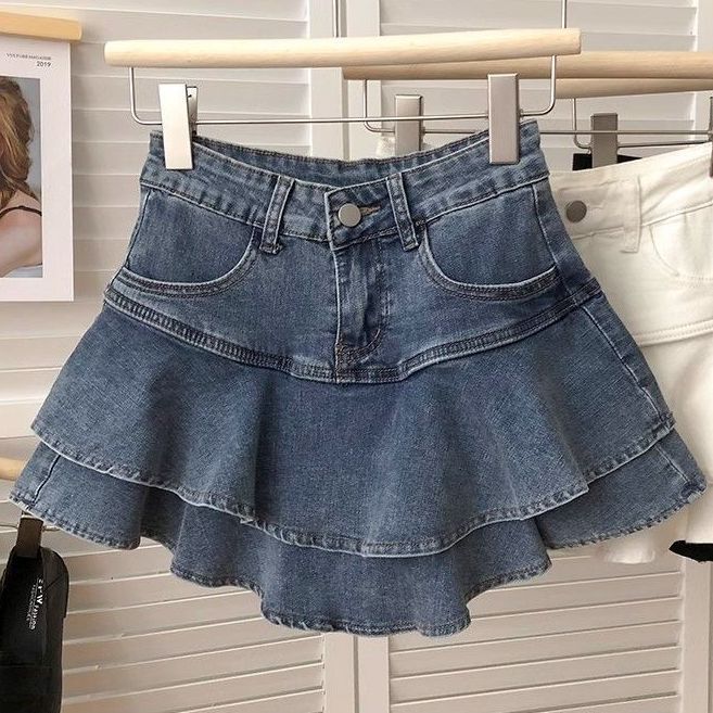 Niños pastel falda corta denim elástico falda de corset de verano de 2025 moda coreana falda de corset universal ropa de niñas
