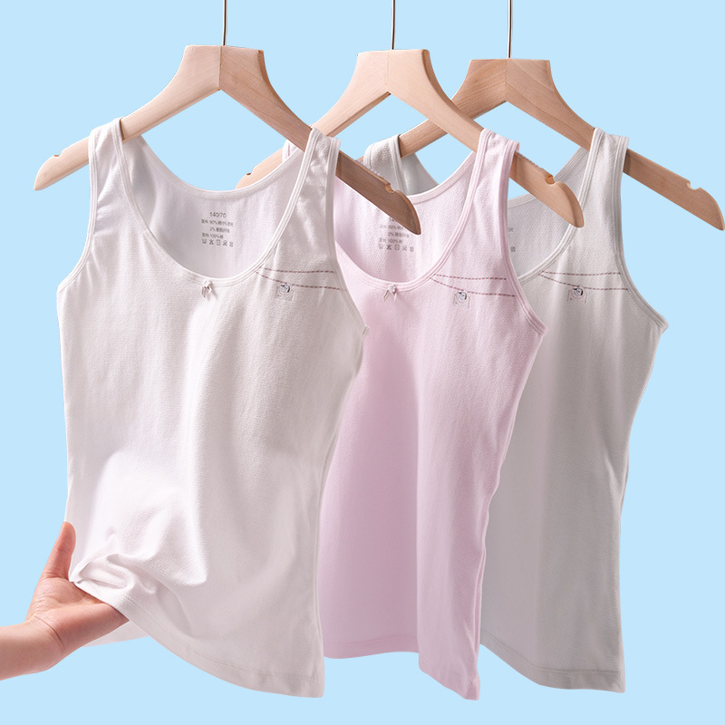 Anfeiya Summer Development Girls' Vest Camisole Tube Top Base Wear Padded Cotton Anti-Bump Non-Wear Bra