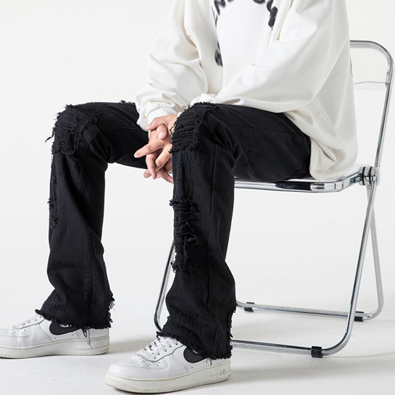 Black Jeans Men's Spring and Autumn American Style High Street Vibe Straight Pants Ins Trendy Brand Rapped Casual Pants